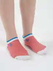 Красный носки короткие женские в полоску, с якорем