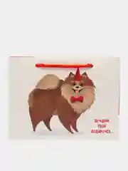Красный пакет подарочный с животными 14,5 х 19,5 х 8,5 см