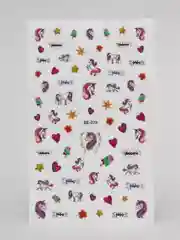 Белый наклейки для дизайна ногтей "Единороги", 12 х 7,5 см
