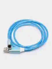 Синий кабель магнитный, светящийся 2.1А+магнитный коннектор (micro usb, Apple lightning, type c)