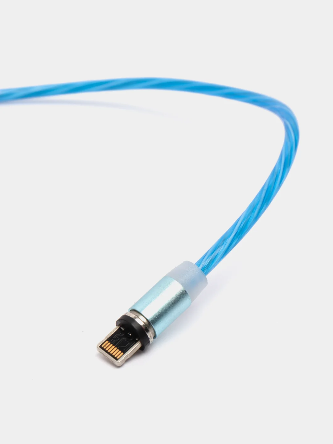 Синий кабель магнитный, светящийся 2.1А+магнитный коннектор (micro usb, Apple lightning, type c)