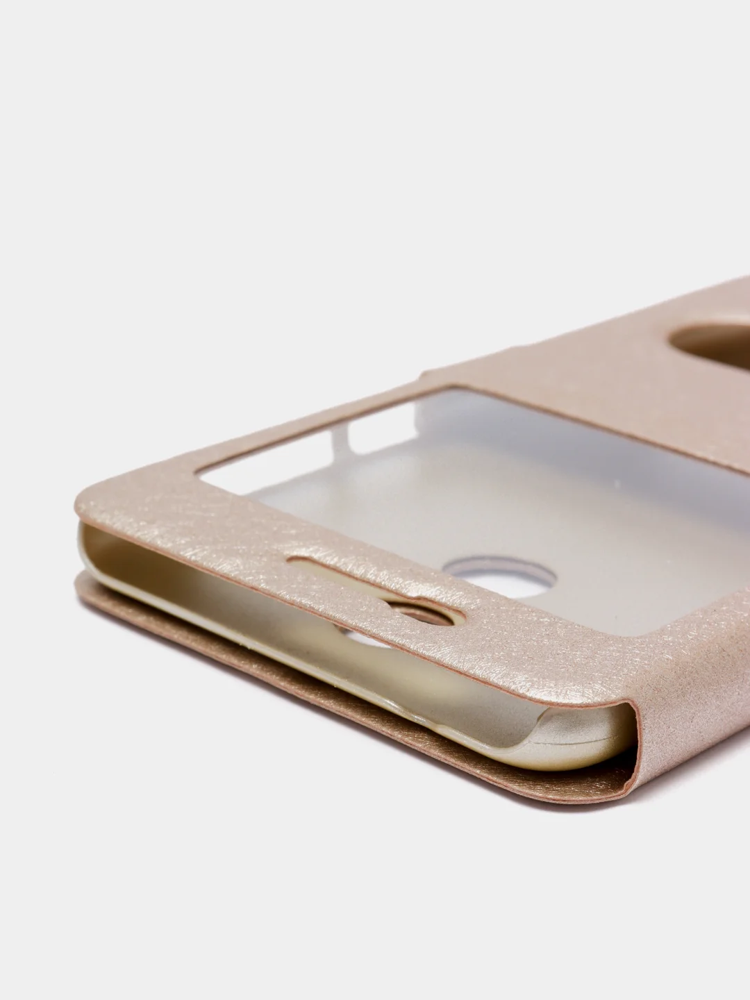 Золотой чехол книга с информационным окном Honor 6с Pro, с подставкой