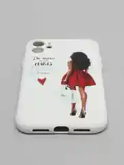 Белый чехол для iPhone 11, 12 с бархатной подкладкой с картинкой / рисунком