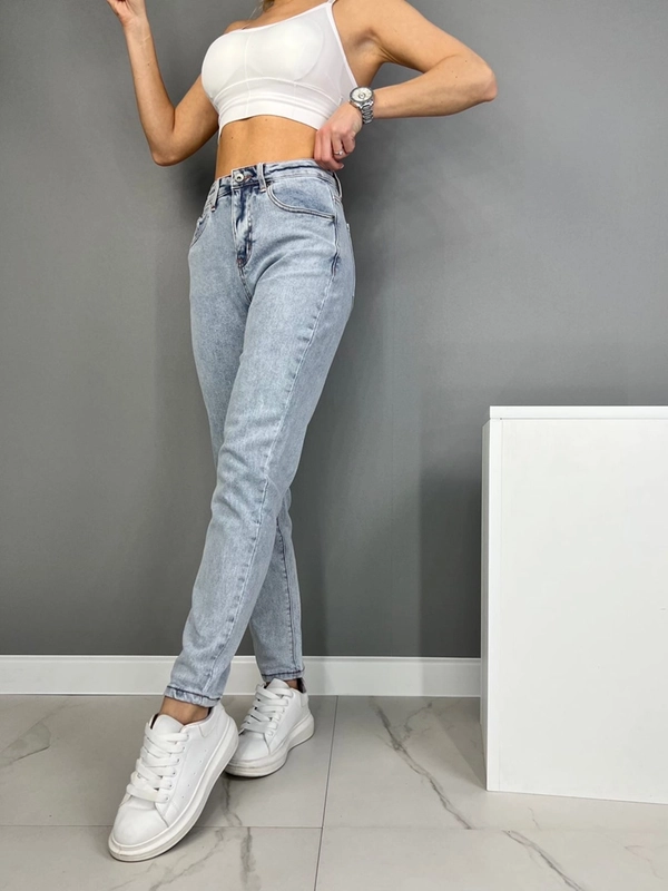 Джинсы женские mom fit с высокой посадкой, светло-синие