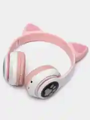 Розовый беспроводные Bluetooth-наушники STN-28, с кошачьими светящимися ушками, детские