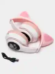Розовый беспроводные Bluetooth-наушники STN-28, с кошачьими светящимися ушками, детские