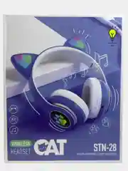 Синий беспроводные Bluetooth-наушники STN-28, с кошачьими светящимися ушками, детские