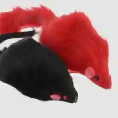 Серый меланж игрушка для кошек и котят Мышь-погремушка натуральный мех, разные цвета
