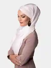 Белый платок мусульманский/Платок атласный/ Готовый платок/ Тюрбан /Хиджаб/Платок на никах/ADEMI