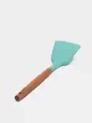 Бирюзовый лопатка плоская силиконовая с деревянной ручкой 32 см