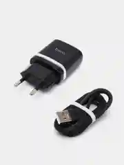 Черный сетевая зарядка для MICRO-USB 2.4A Hoco C12 / зарядное устройство 2xUSB