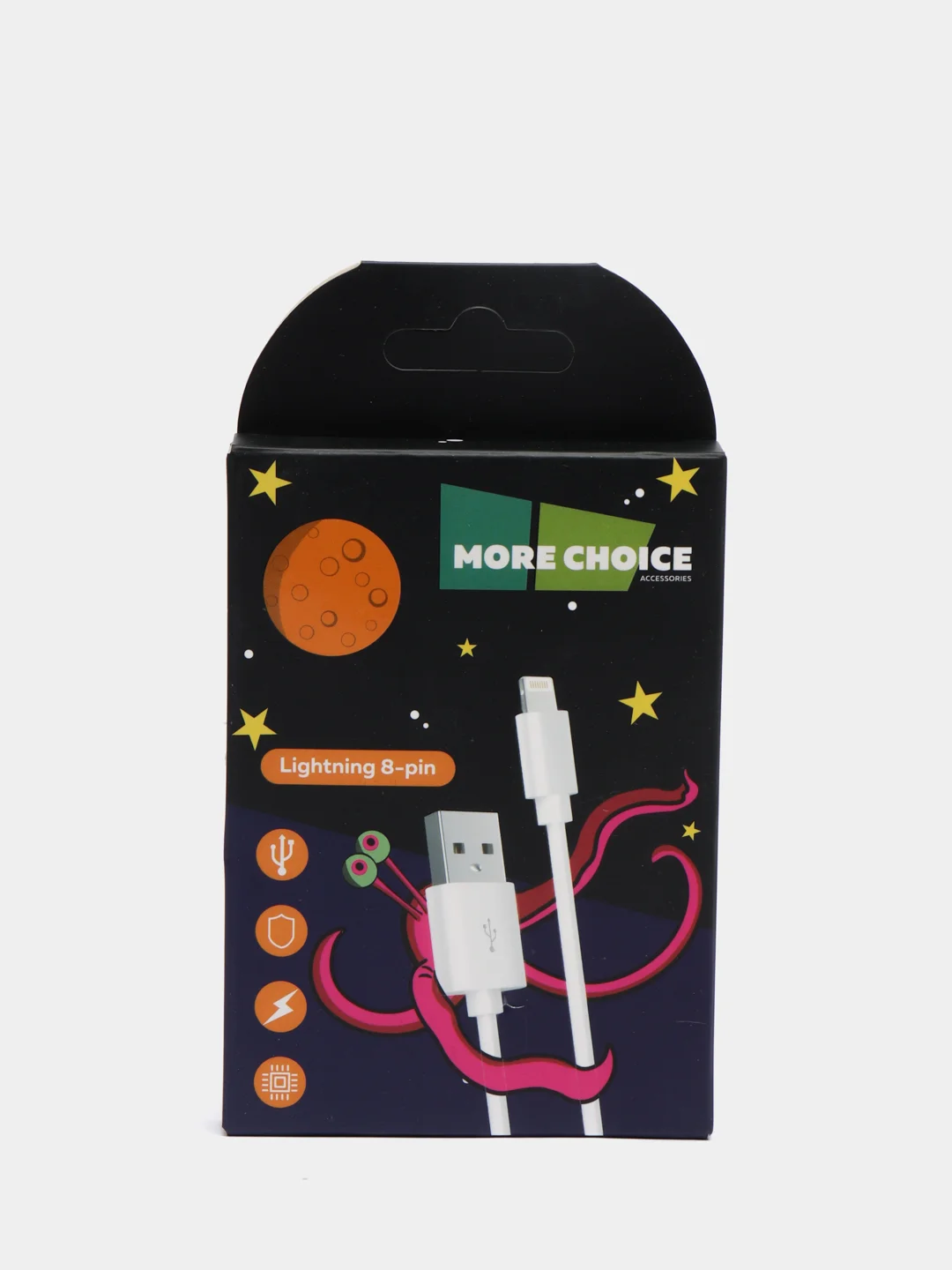 Белый кабель USB 2.4A Type-C / Apple 8-pin 1 м, быстрая зарядка, для iPhone, More choice K13i
