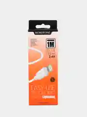 Белый зарядка для айфона, microUSB / Кабель lightning /для зарядки iPhone Borofone BX14, 3A/2,4A