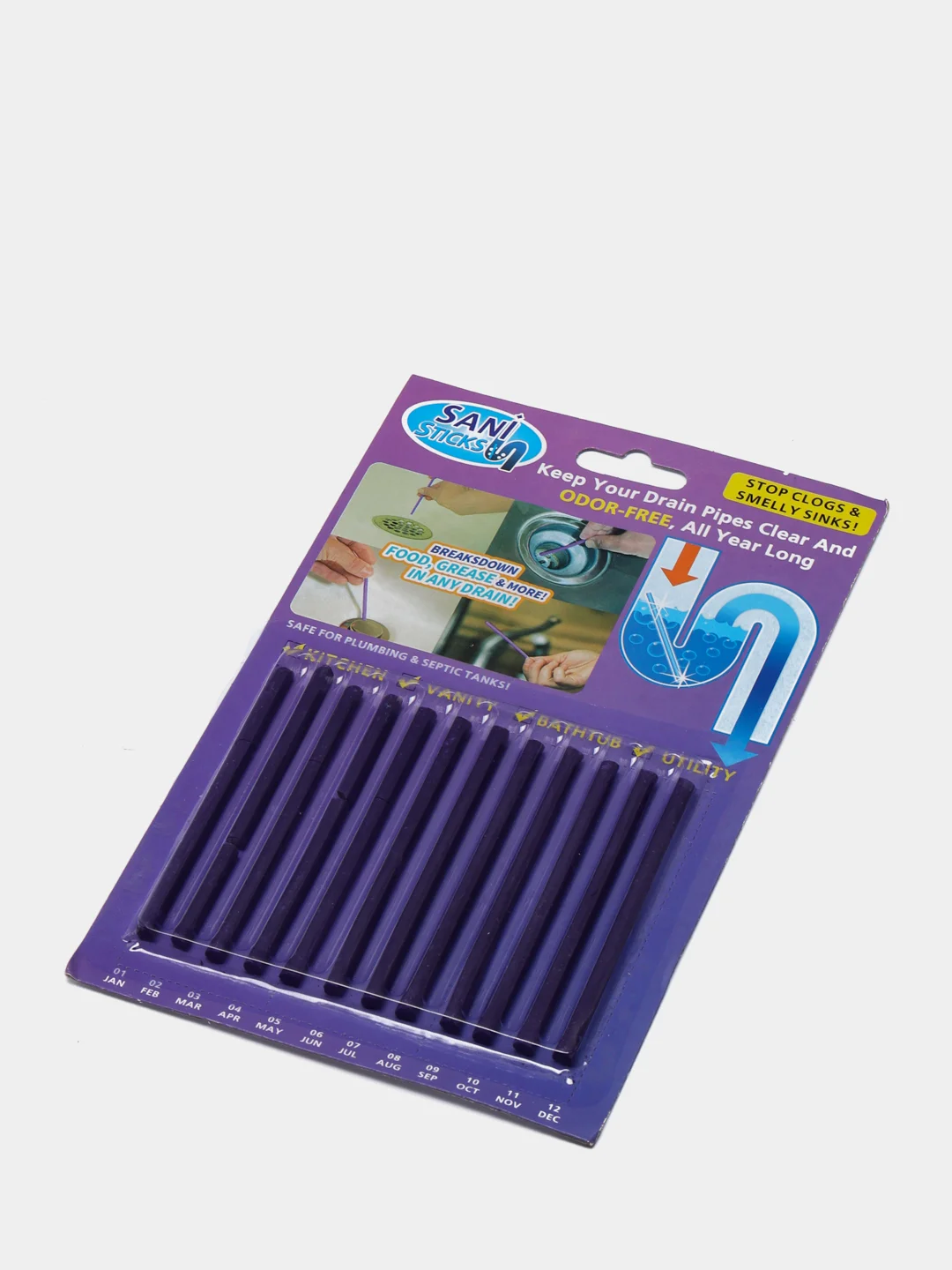 Фиолетовый палочки Sani Sticks для прочистки водосточных труб
