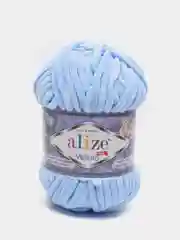 Светло-синий пряжа плюшевая Alize Velluto, микрополиэстер, 100 г, 68 м