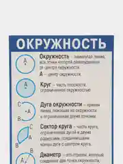 Обучающая карточка - шпаргалка двухсторонняя "Угол и окружность.", 170*100 мм