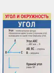 Обучающая карточка - шпаргалка двухсторонняя "Угол и окружность.", 170*100 мм
