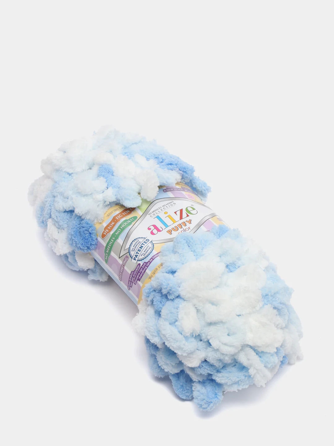 Небесно-голубой пряжа Alize Puffy Color, петельки большие, 100 г, 9 м