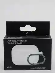 Белый силиконовый чехол для наушников AirPods Pro с карабином