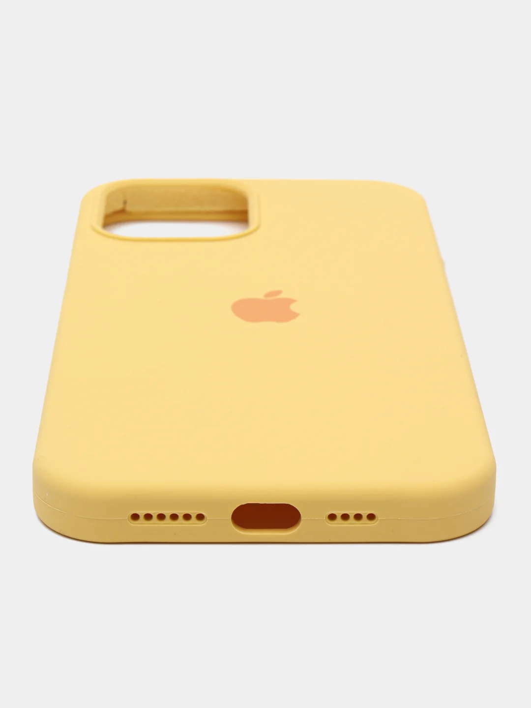 Желтый чехол для iPhone 12 Pro Max 6.7" Silicone Case закрытый низ с логотипом