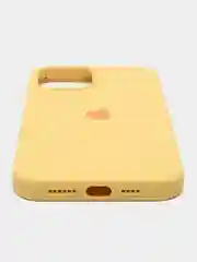 Желтый чехол для iPhone 12 Pro Max 6.7" Silicone Case закрытый низ с логотипом