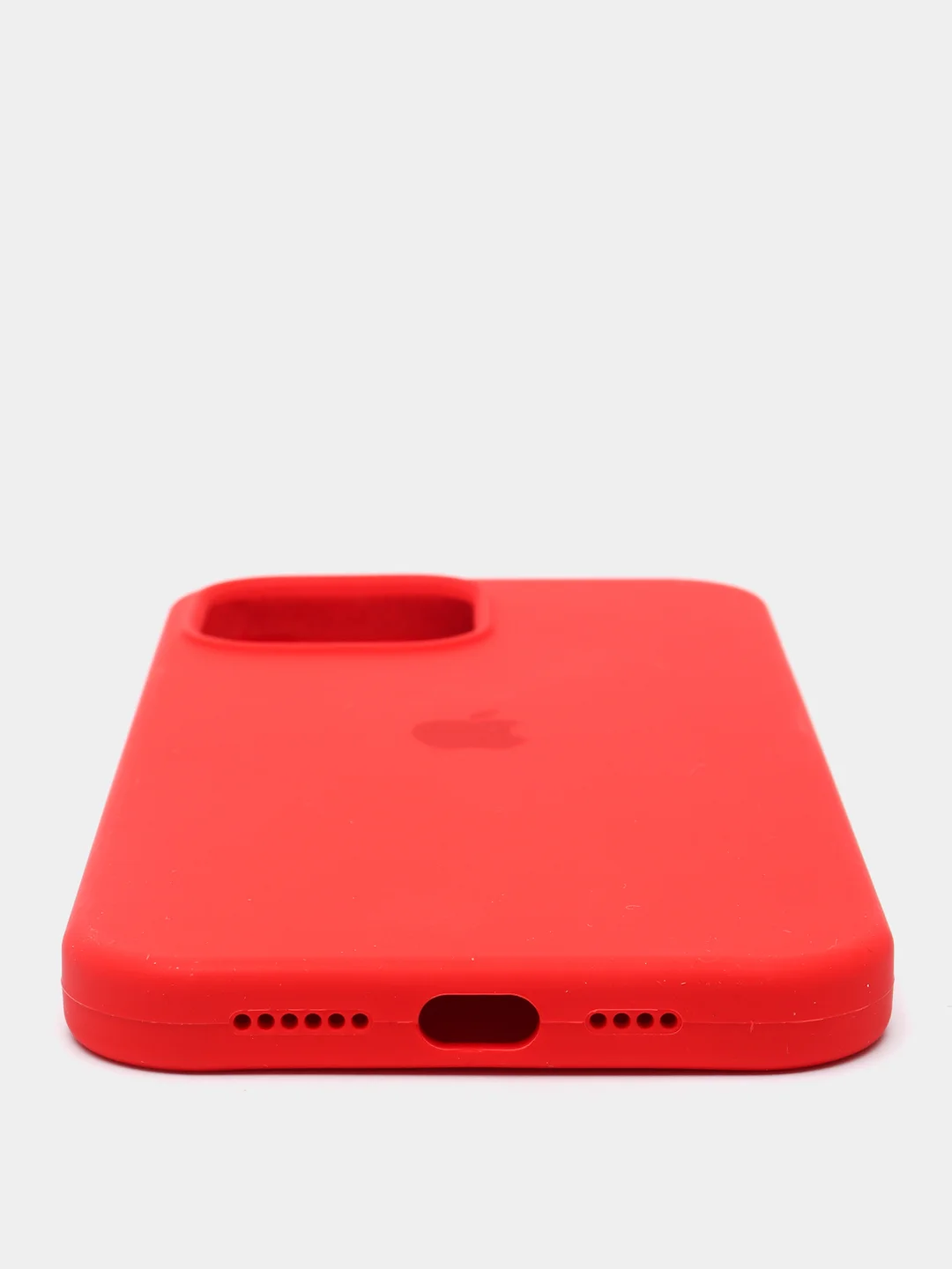 Красный чехол для iPhone 13 Pro Max 6.7" Silicone Case закрытый низ с логотипом