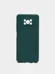 Зеленый чехол Xiaomi Poco X3 NFC, Poco X3 Pro силиконовый с защитой камеры и бархатной подкладкой
