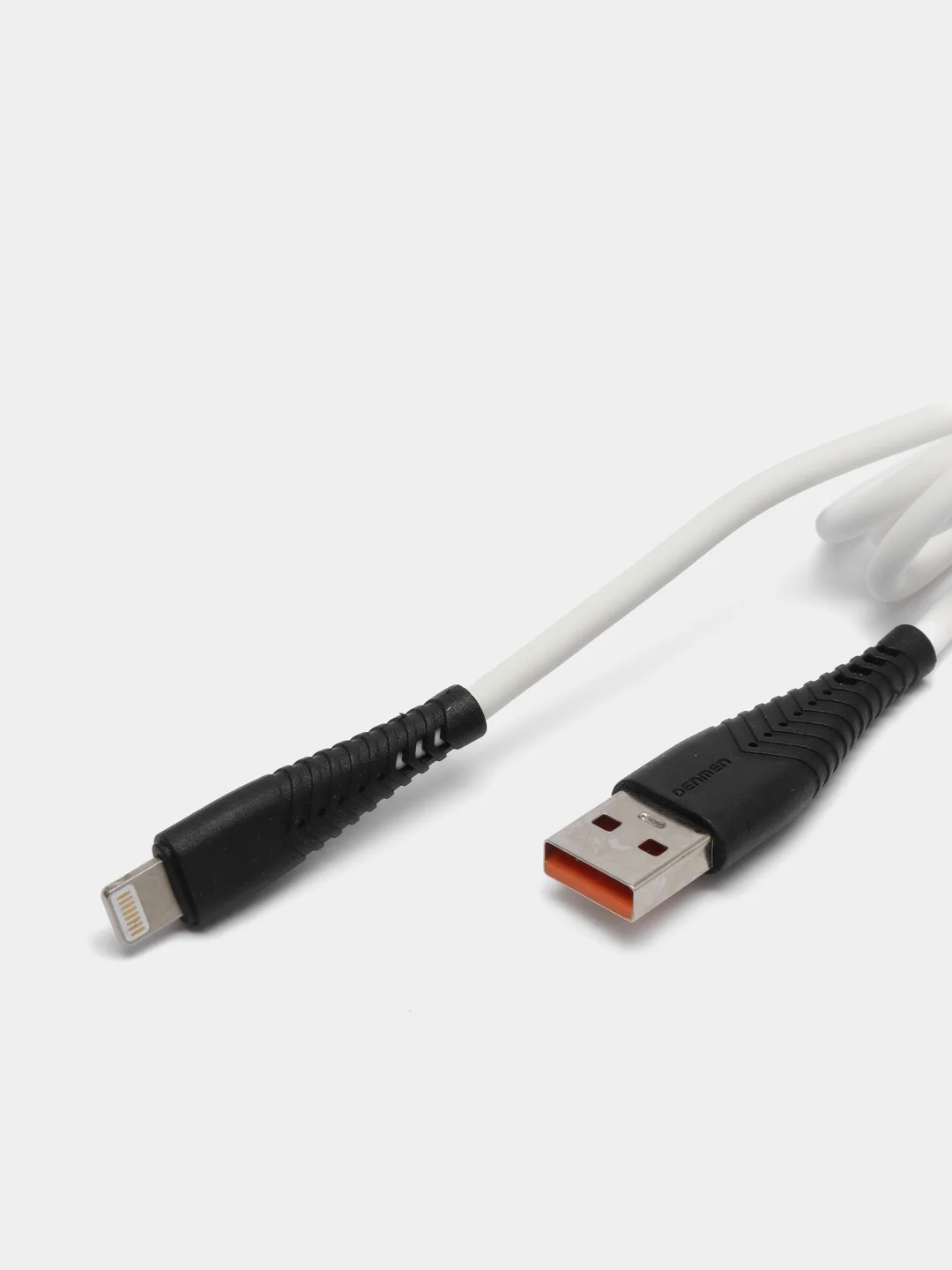Белый кабель Denmen D19 microUSB, Type-C, Lightning быстрая зарядка