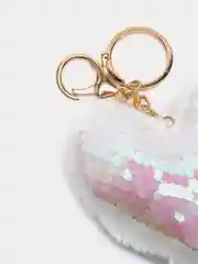 Белый мягкий брелок "Сердце" с пайетками, 9 см