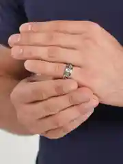 Серебряный кольцо с вращающейся цепочкой антистресс из стали