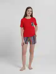 Красный пижама для дома, комплект: шорты и футболка, 100% хлопок, размеры 44-54, 4 расцветки