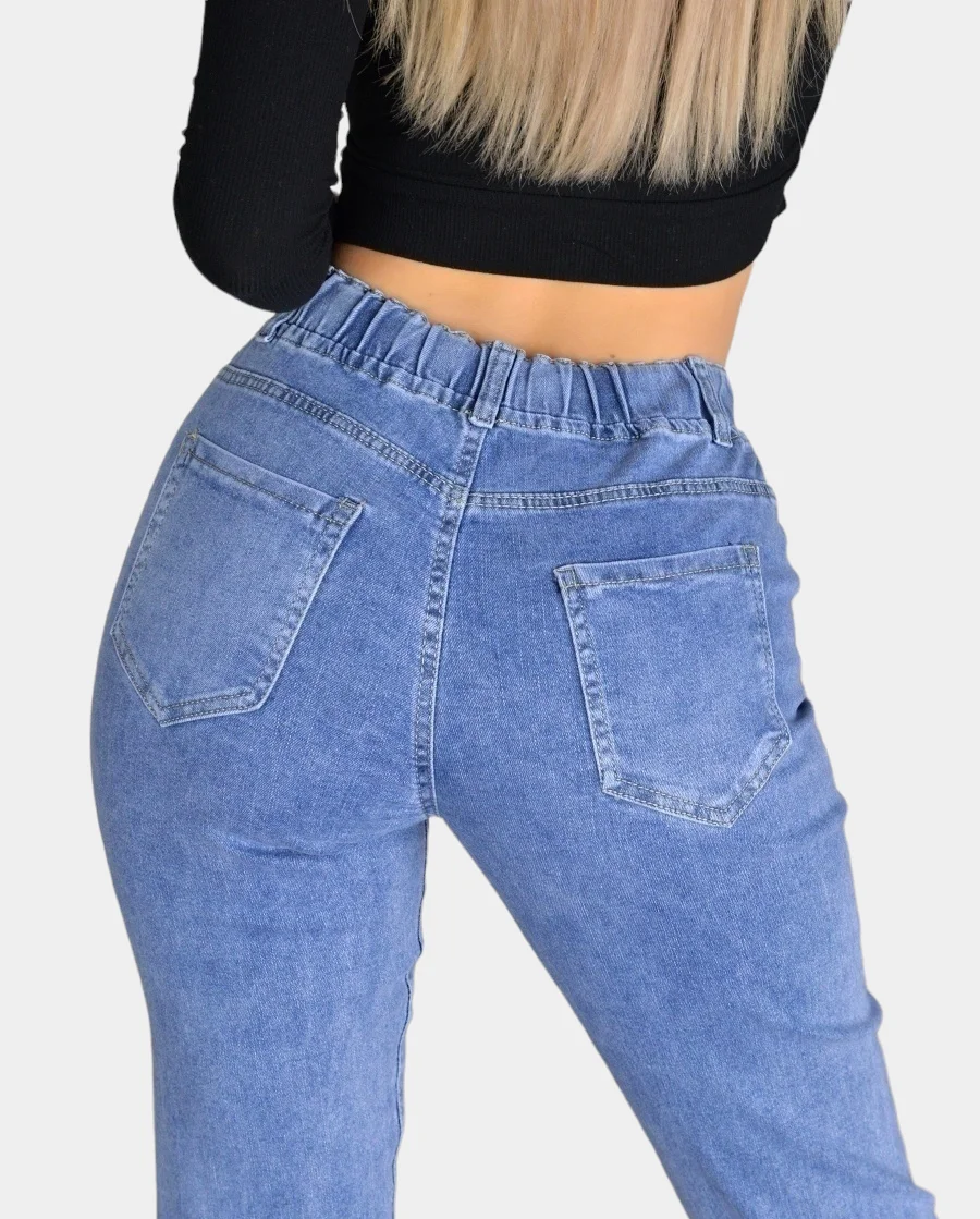 Голубой джинсы skinny женские зауженные, с высокой посадкой