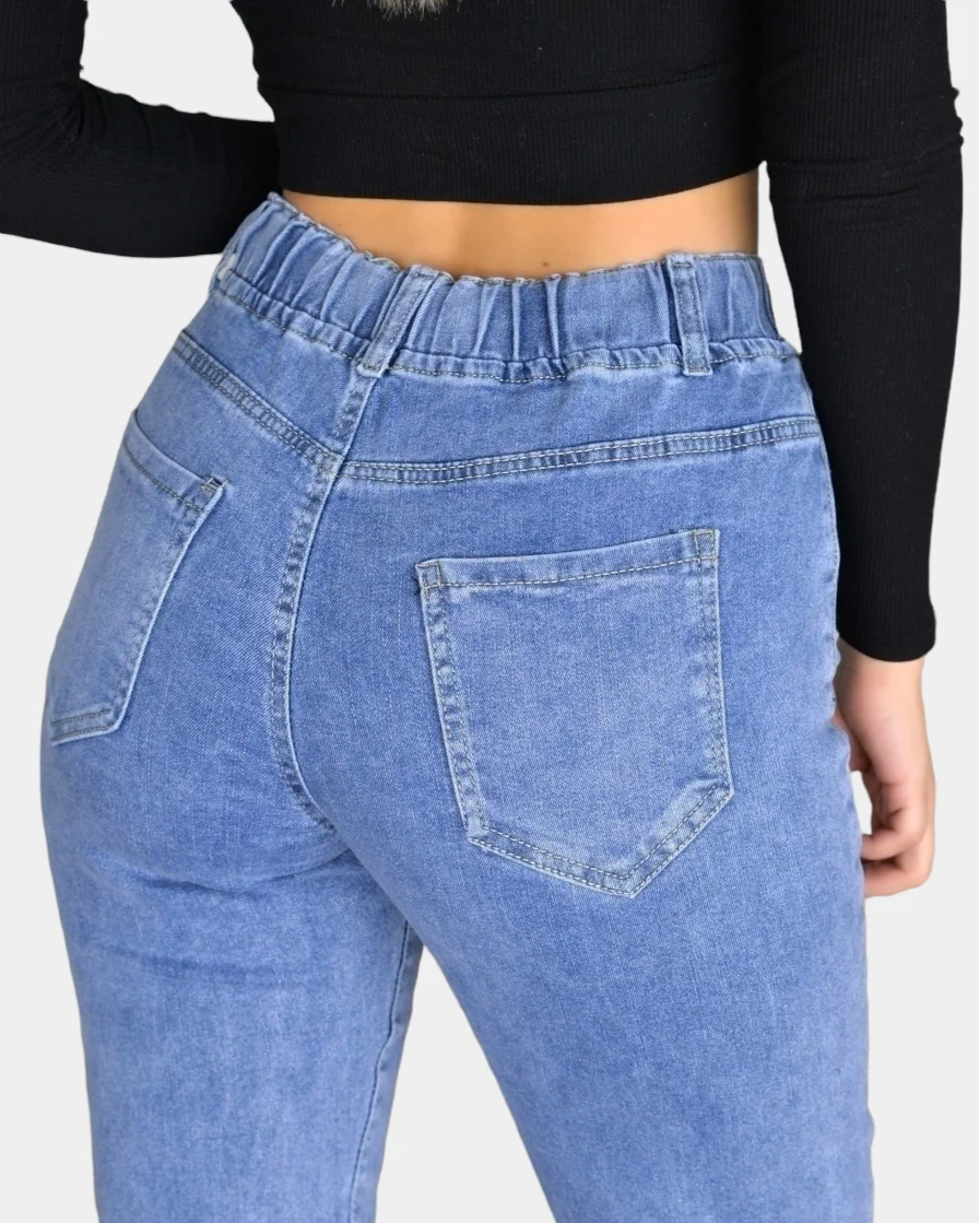 Голубой джинсы skinny женские зауженные, с высокой посадкой