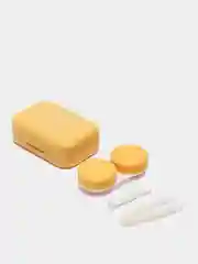 Желтый контейнер для линз с зеркалом