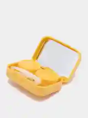 Желтый контейнер для линз с зеркалом