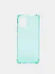 Бирюзовый чехол прозрачный Samsung Galaxy A03s противоударный плотный неоновый с оттенком