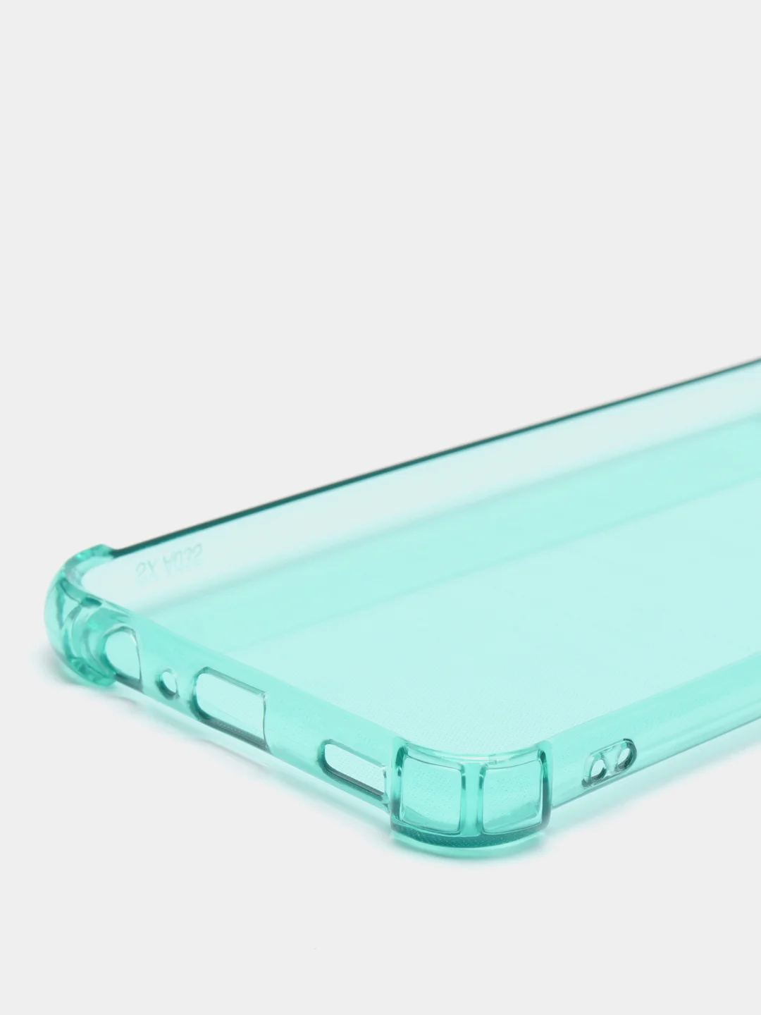 Бирюзовый чехол прозрачный Samsung Galaxy A03s противоударный плотный неоновый с оттенком