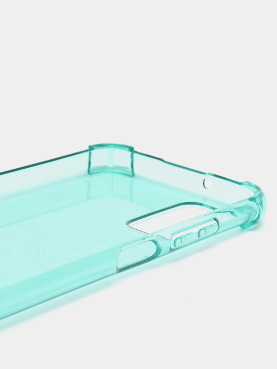Бирюзовый чехол прозрачный Samsung Galaxy A03s противоударный плотный неоновый с оттенком