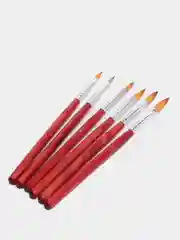 Коралловый профессиональный набор кистей для дизайна ногтей / маникюра с деревянной ручкой, 6 шт