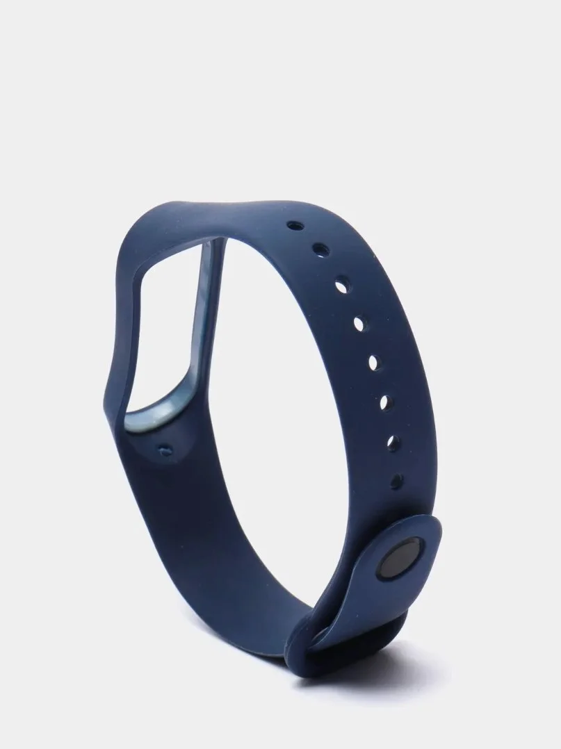 Синий ремешок силиконовый для фитнес браслета Xiaomi Mi Band 3, Mi Band 4 (Ми Банд 3, Ми Банд 4)