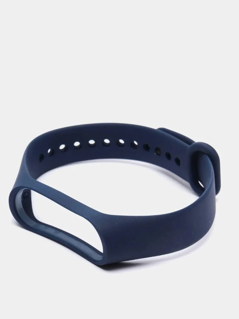 Синий ремешок силиконовый для фитнес браслета Xiaomi Mi Band 3, Mi Band 4 (Ми Банд 3, Ми Банд 4)