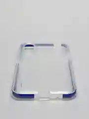 Синий чехол силиконовый прозрачный на Samsung A01, с цветной вставкой
