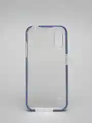 Синий чехол силиконовый прозрачный на Samsung A01, с цветной вставкой