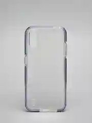 Синий чехол силиконовый прозрачный на Samsung A01, с цветной вставкой