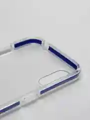 Синий чехол силиконовый прозрачный на Samsung A01, с цветной вставкой
