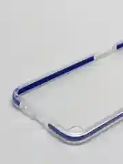 Синий чехол силиконовый прозрачный на Samsung A01, с цветной вставкой
