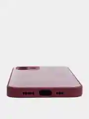 Багровый силиконовый чехол для iPhone 12, со стеклянной панелью