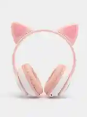Розовый наушники беспроводные Bluetooth с кошачьими светящимися ушками Cat Ear STN-28