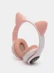Розовый наушники беспроводные Bluetooth с кошачьими светящимися ушками Cat Ear STN-28