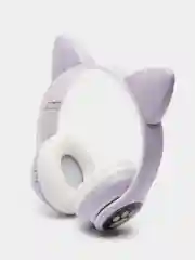 Фиолетовый наушники беспроводные Bluetooth с кошачьими светящимися ушками Cat Ear STN-28